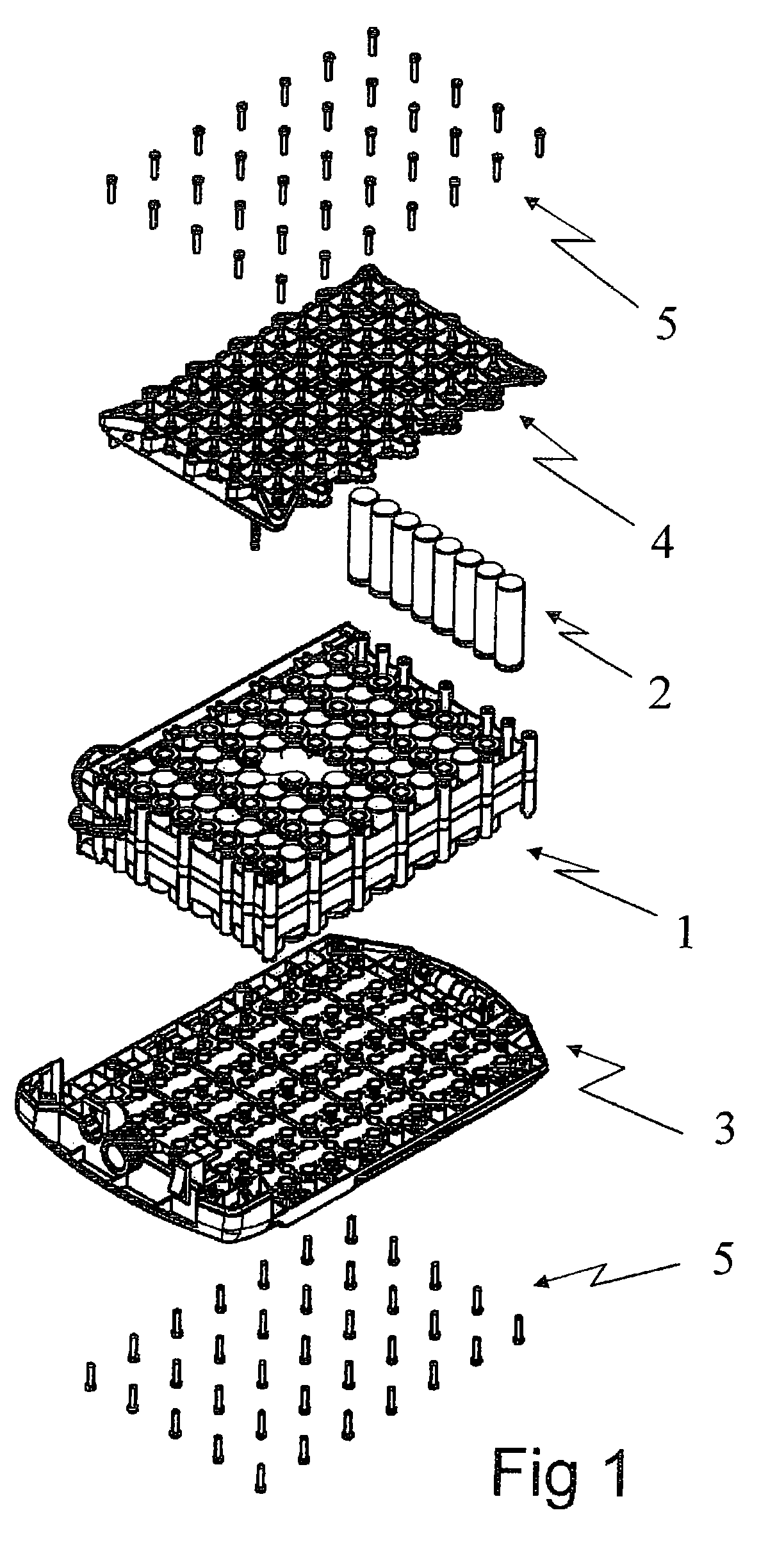 Battery consisting of a plurality of cells positioned and connected together without welding