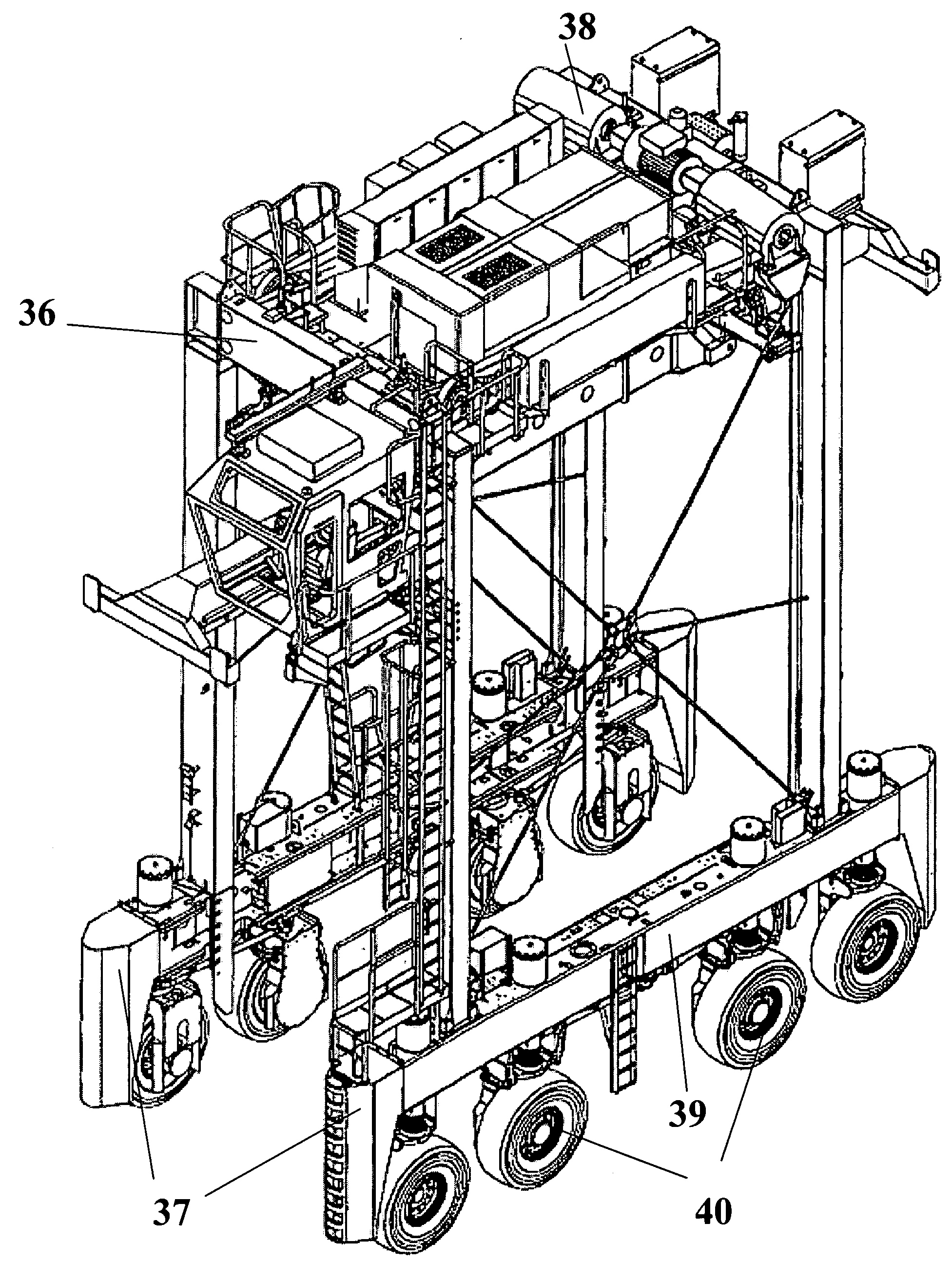 Straddle carrier having a low-emission and low-maintenance turbine drive