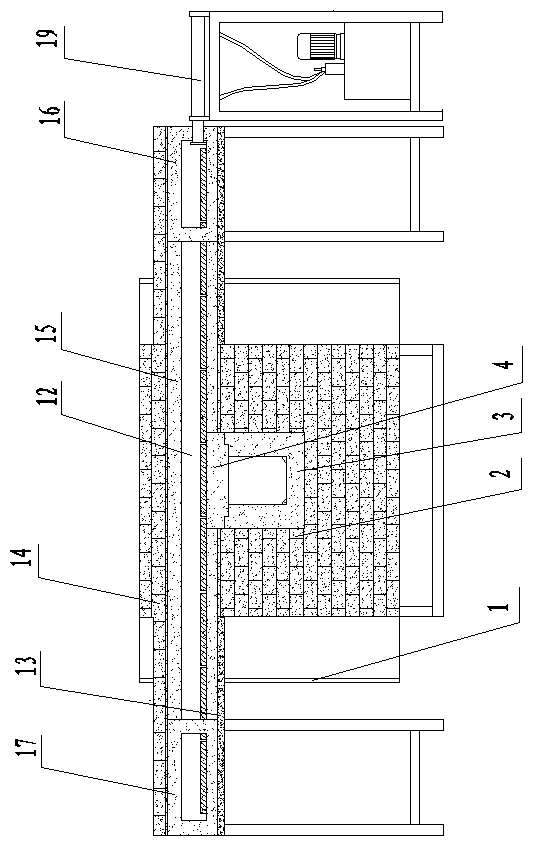 Single-hole single-pushing glost firing kiln utilizing residual heat of cooling area of high-temperature electrical kiln