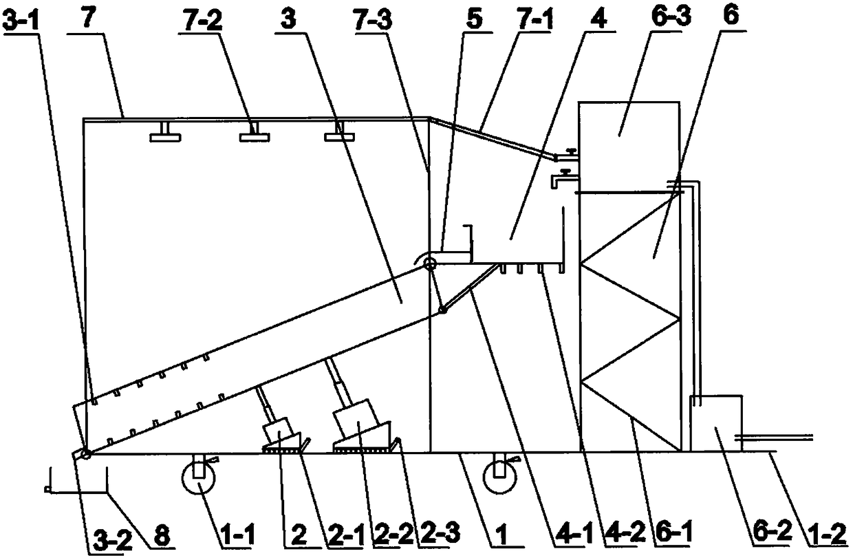 Large-angle side slope simulated scouring test water tank variable in gradient