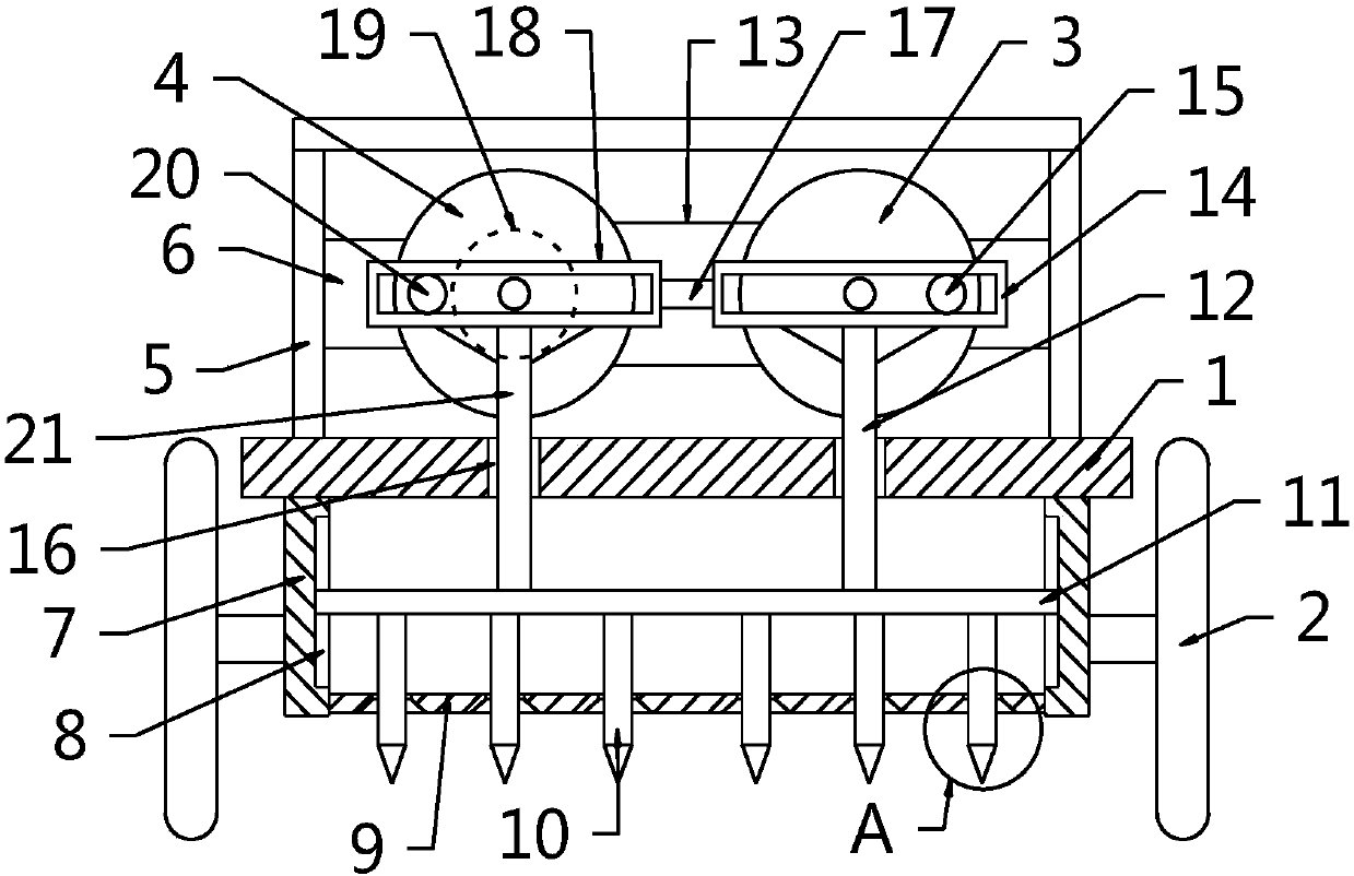 Lawn aeration device for landscape landscaping engineering