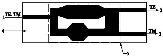 Terahertz wave polarization beam splitter with trapezoidal structures loaded on borders