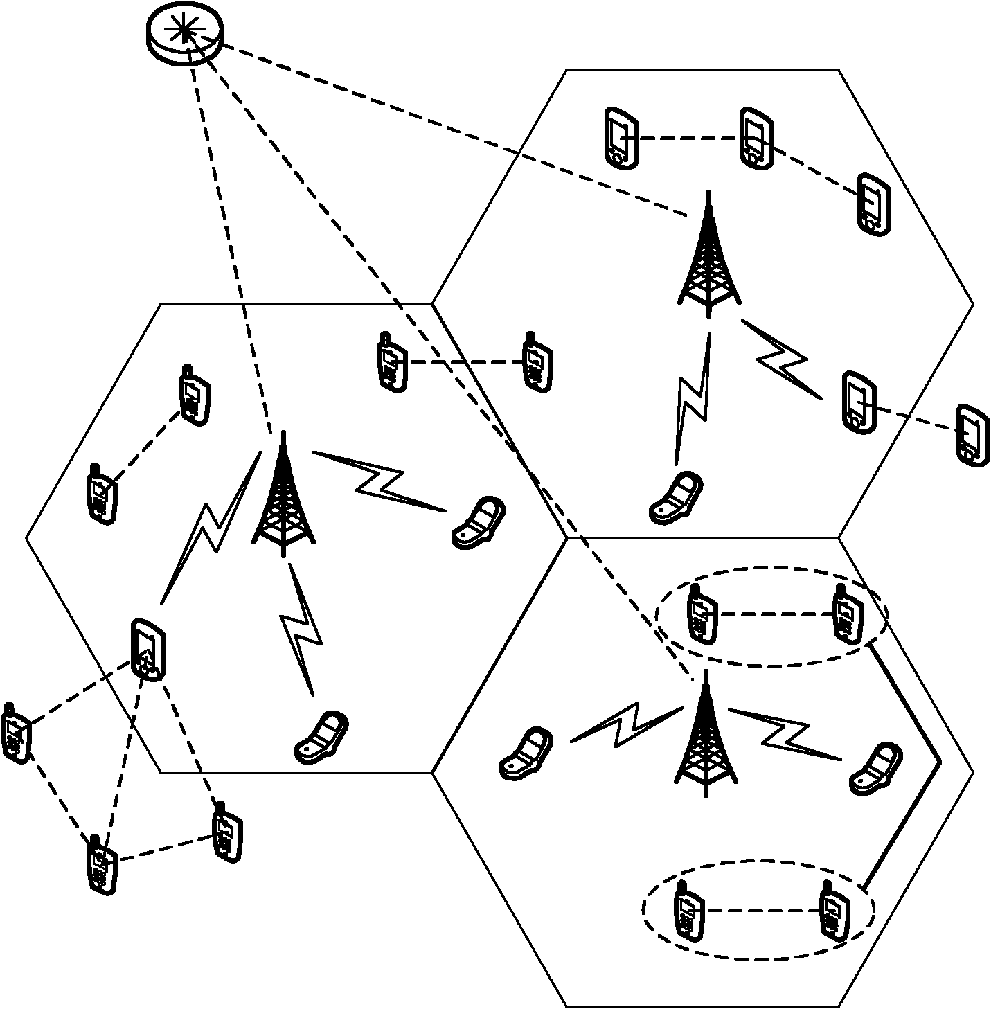 Multi-cell interference suppression method between cell and end-to-end hybrid network