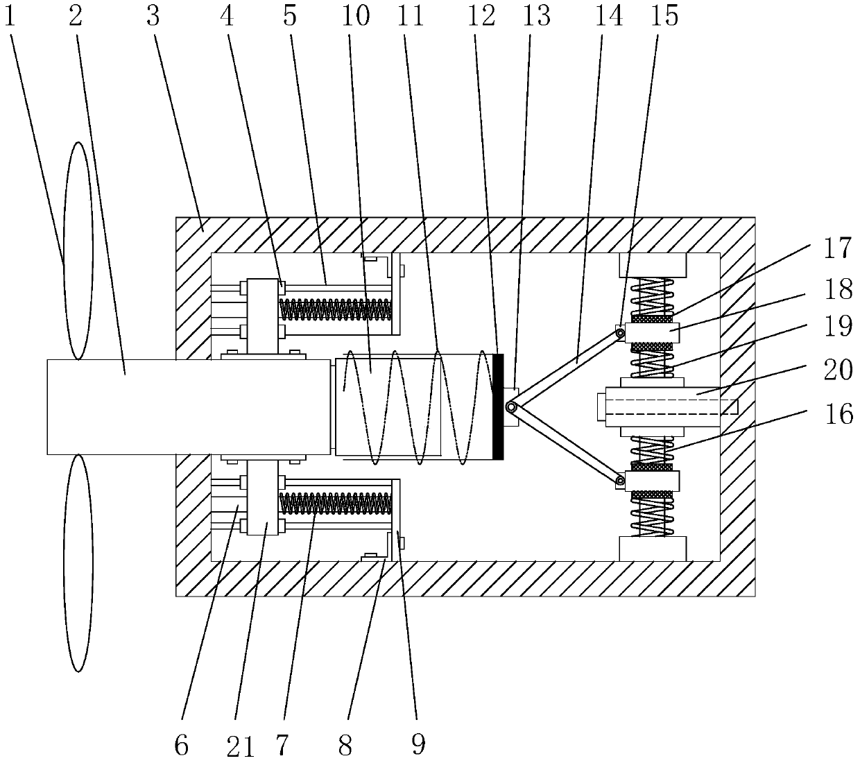 Wind turbine blade damping device capable of resisting strong wind