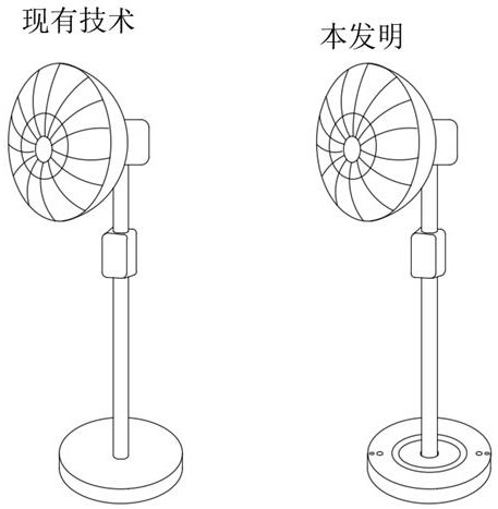 Noise reduction and sleep aid floor fan base and its use method