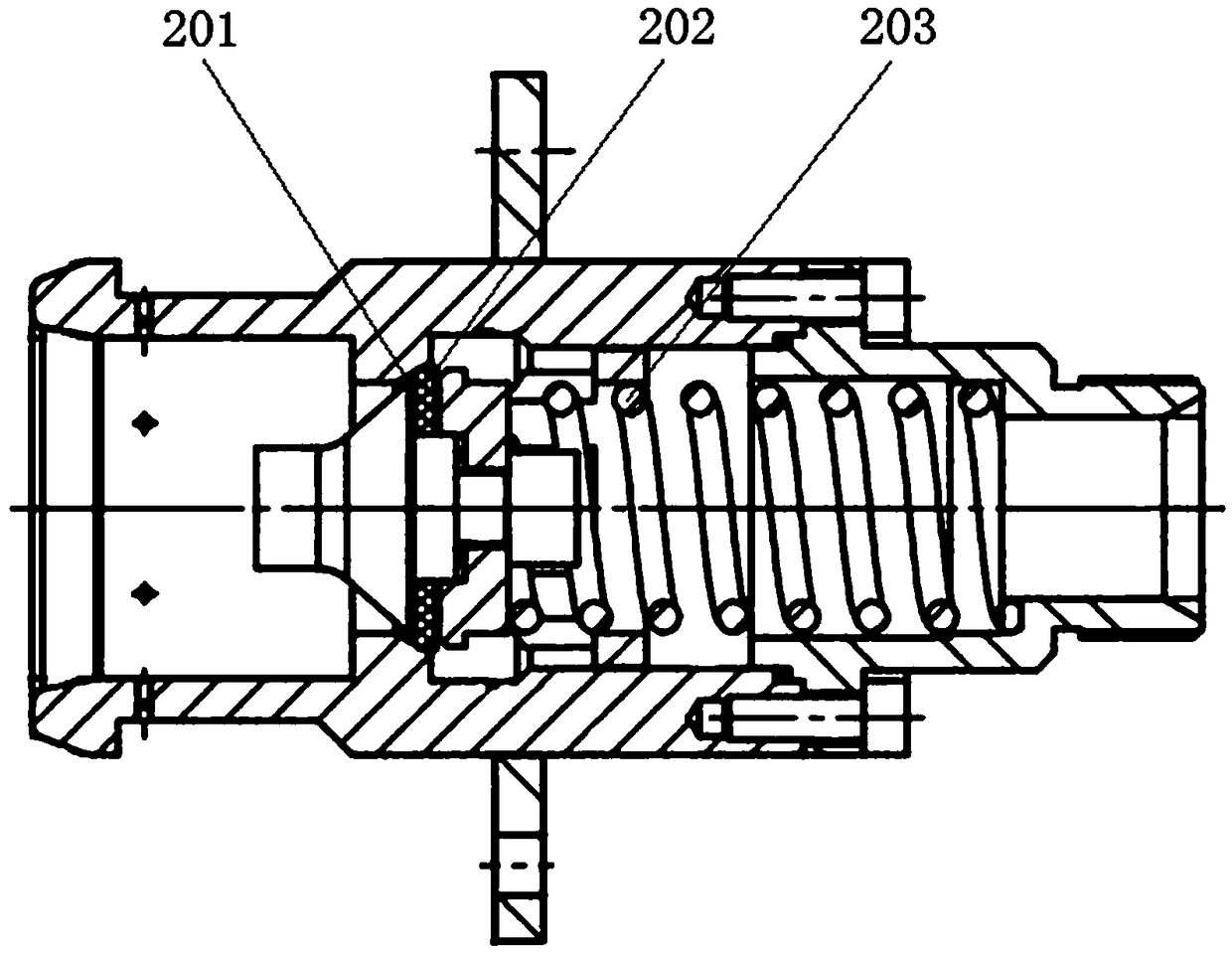 A kind of end face sealing lng filling port with positioning structure