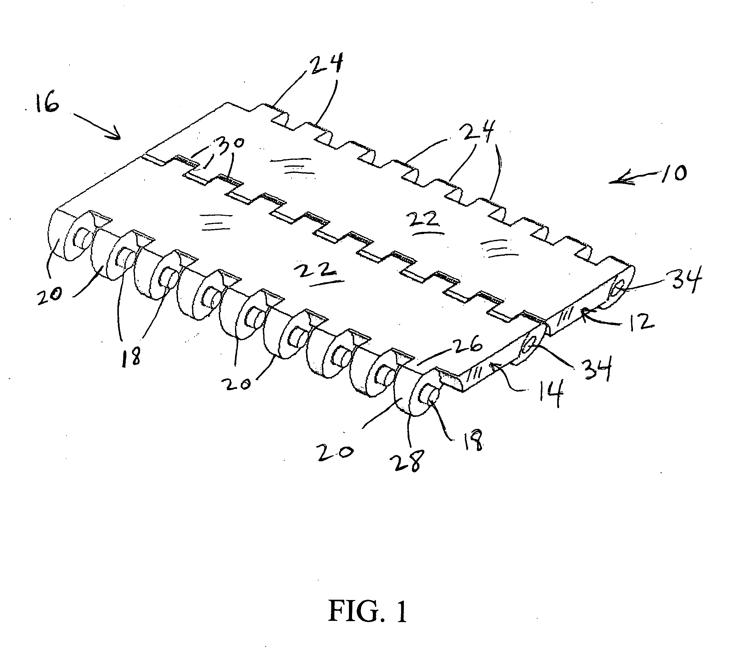 Rodless modular conveyor belt