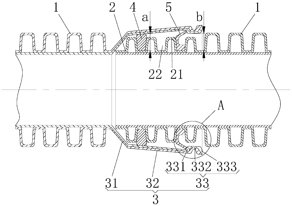 Anti-dropping sealing structure connected between corrugated pipes