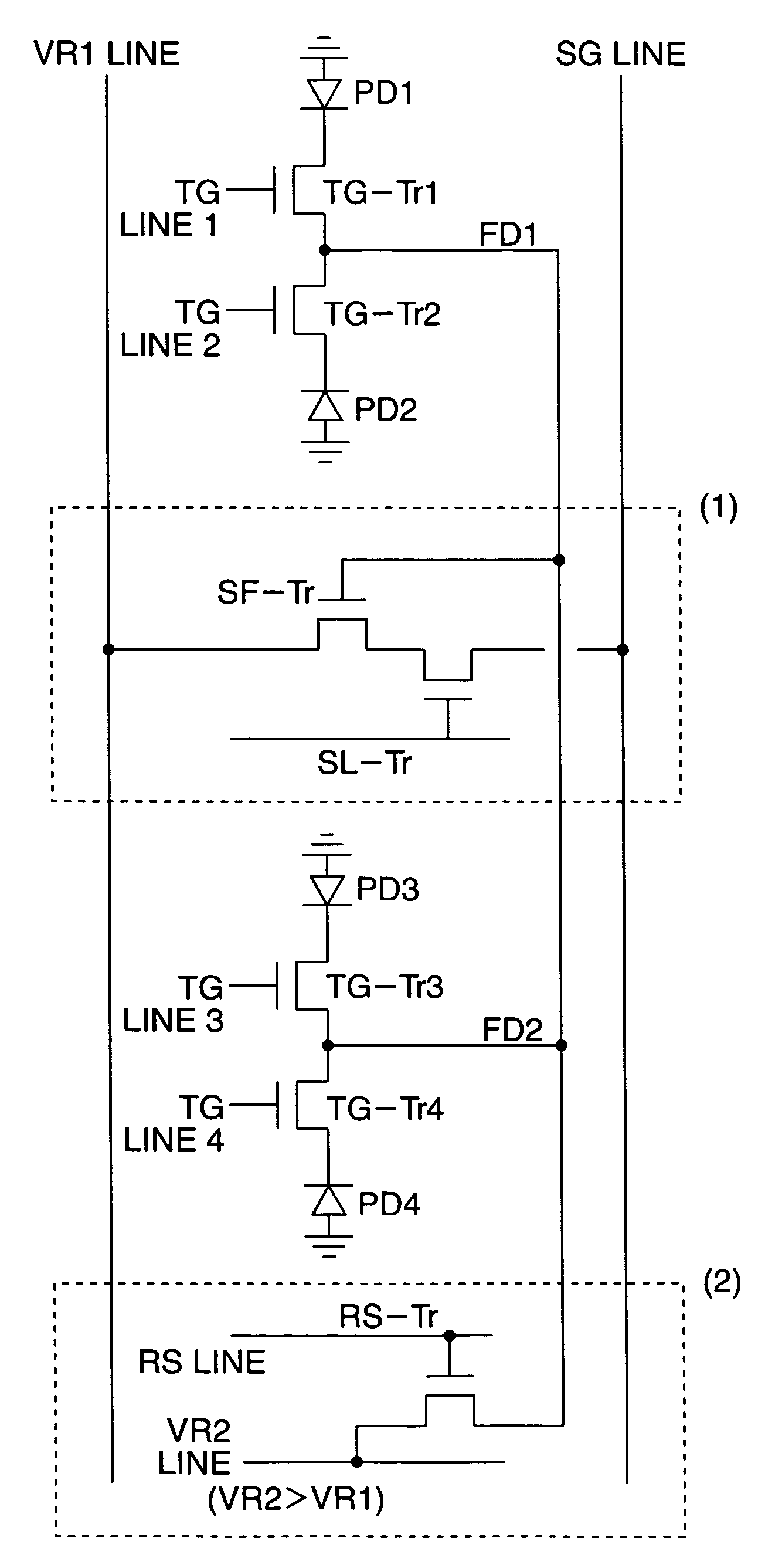 Semiconductor imaging device having a plurality of pixels arranged in a matrix-like pattern