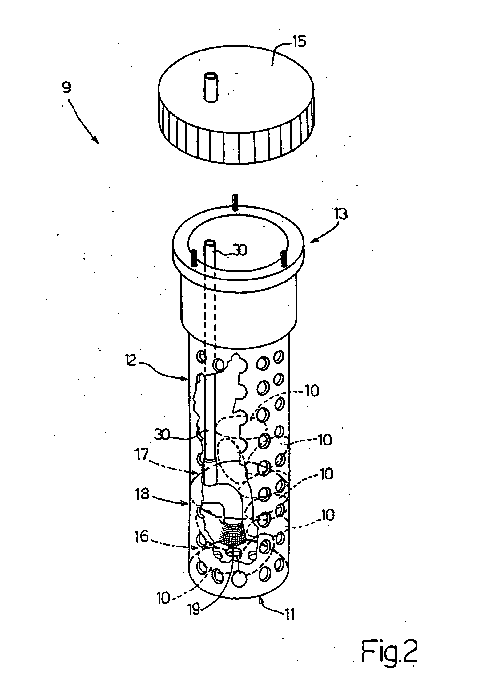 Device for dissolving solid substances in water