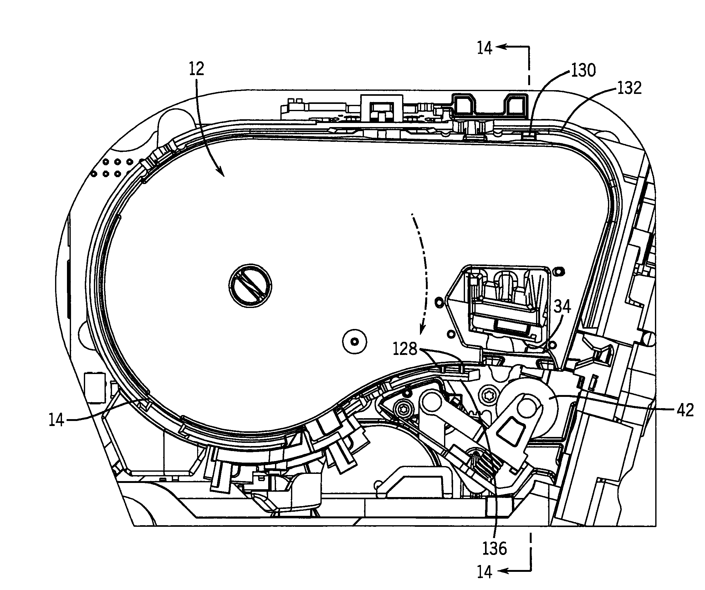 Media cartridge with shifting ribs