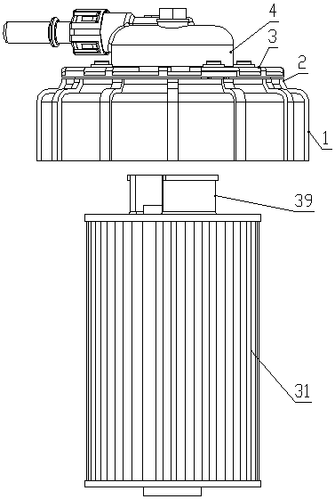 Modular filter element upper cover assembly for diesel filter