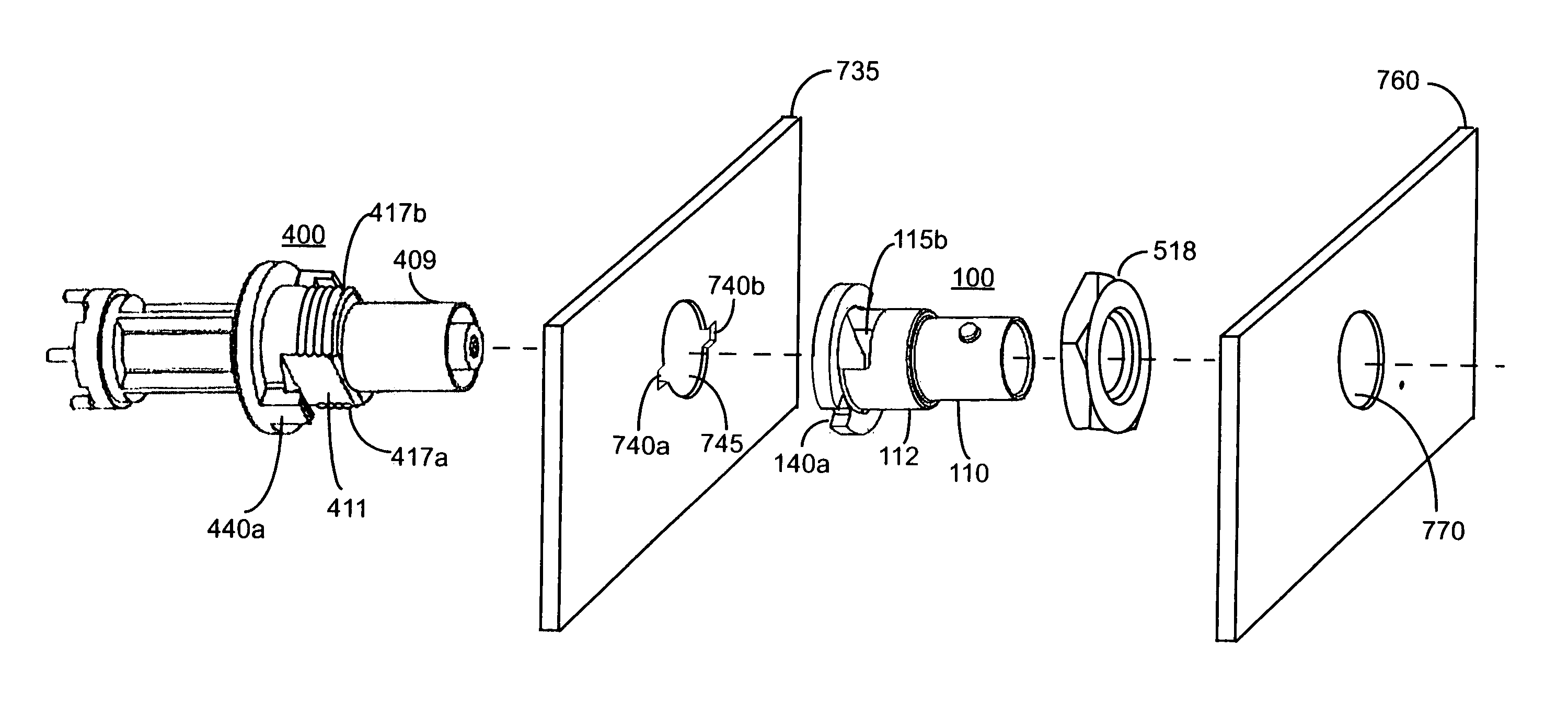 Isolated BNC connector with replaceable bayonet shell