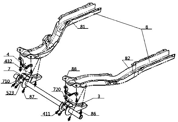 Turnover support assembly structure and assembling method thereof