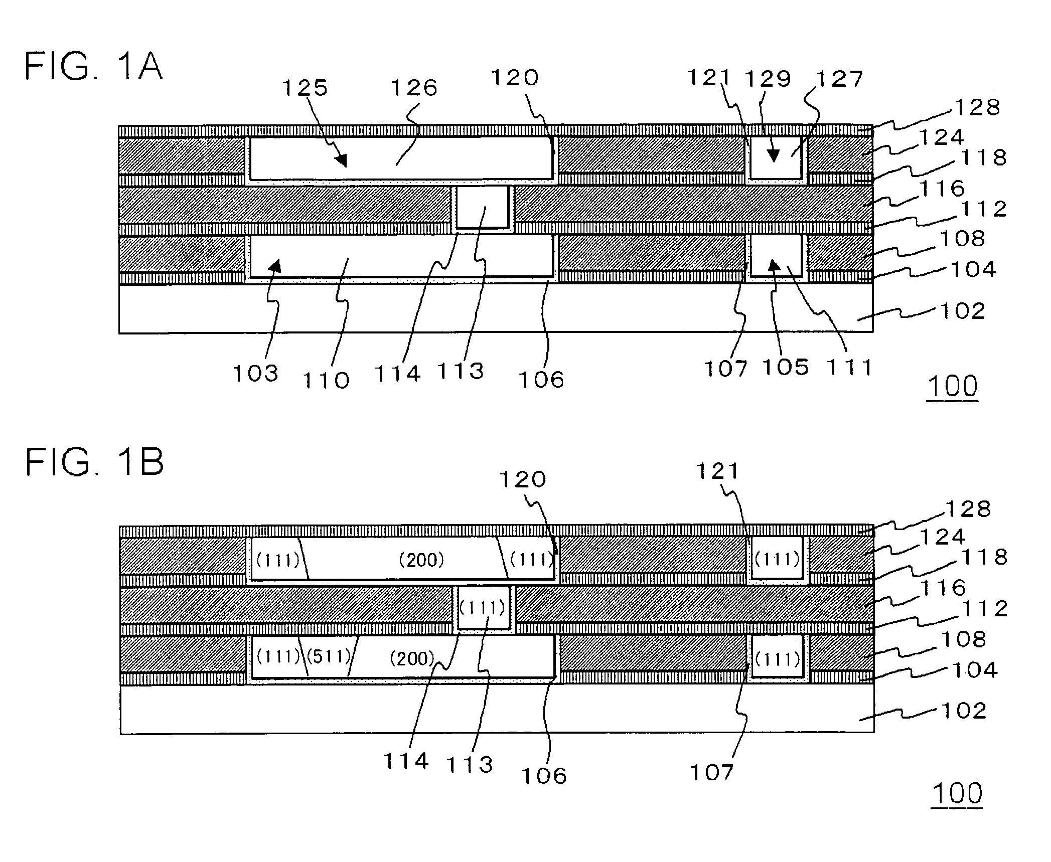 Narrow and wide copper interconnections composed of (111), (200) and (511) surfaces