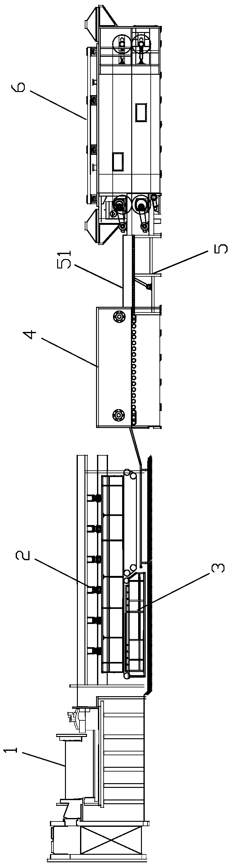 A kind of online dry production system and method of glass wool vacuum insulation board core material