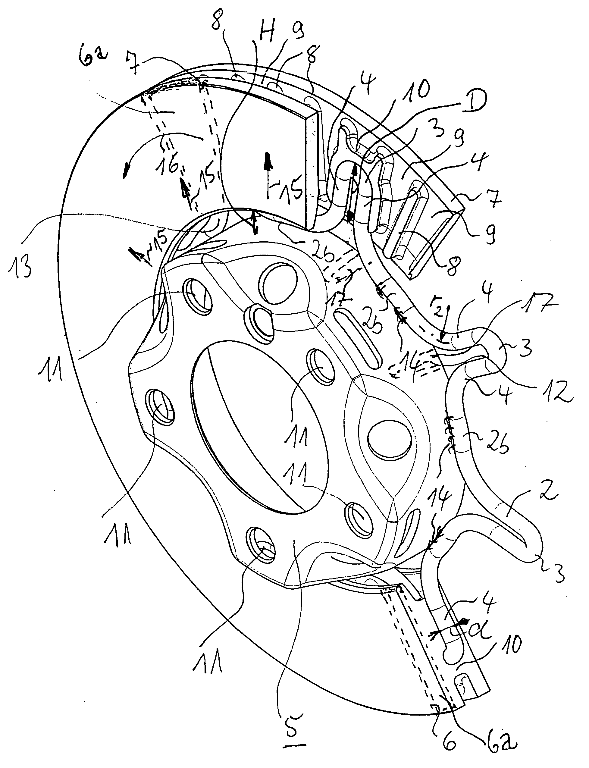 Assembly comprised of a brake disk with a hub