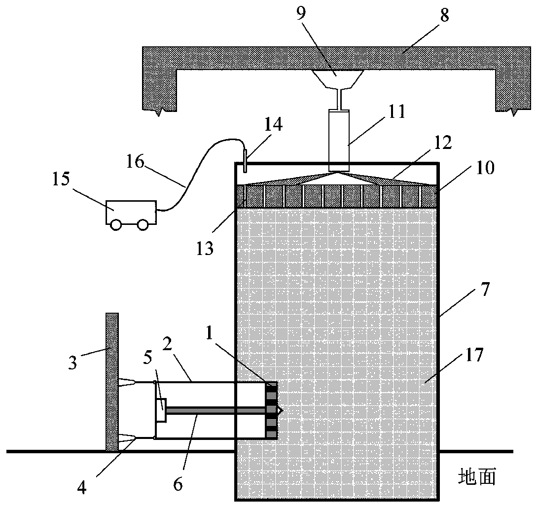 Indoor device and method for simulating construction disturbance soil of movable small-sized shield machine