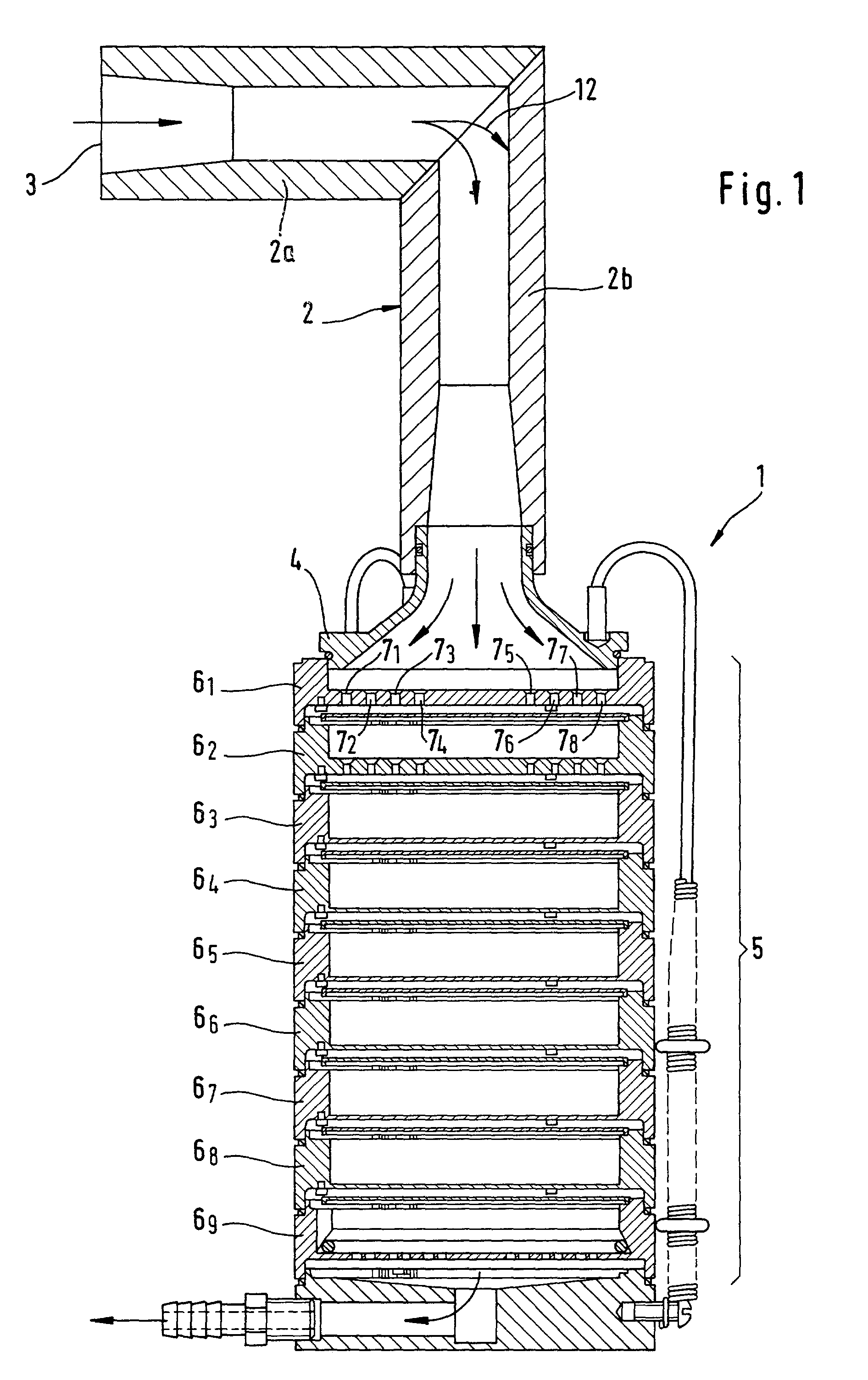 Process for determining the particle size distribution of an aerosol and apparatus for carrying out such a process