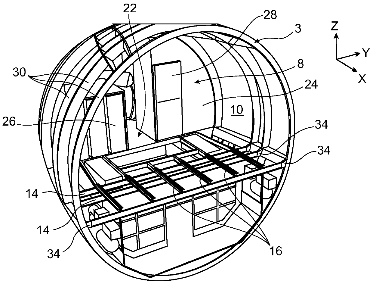 Aircraft module, aircraft section, and aircraft and aircraft section assembly method