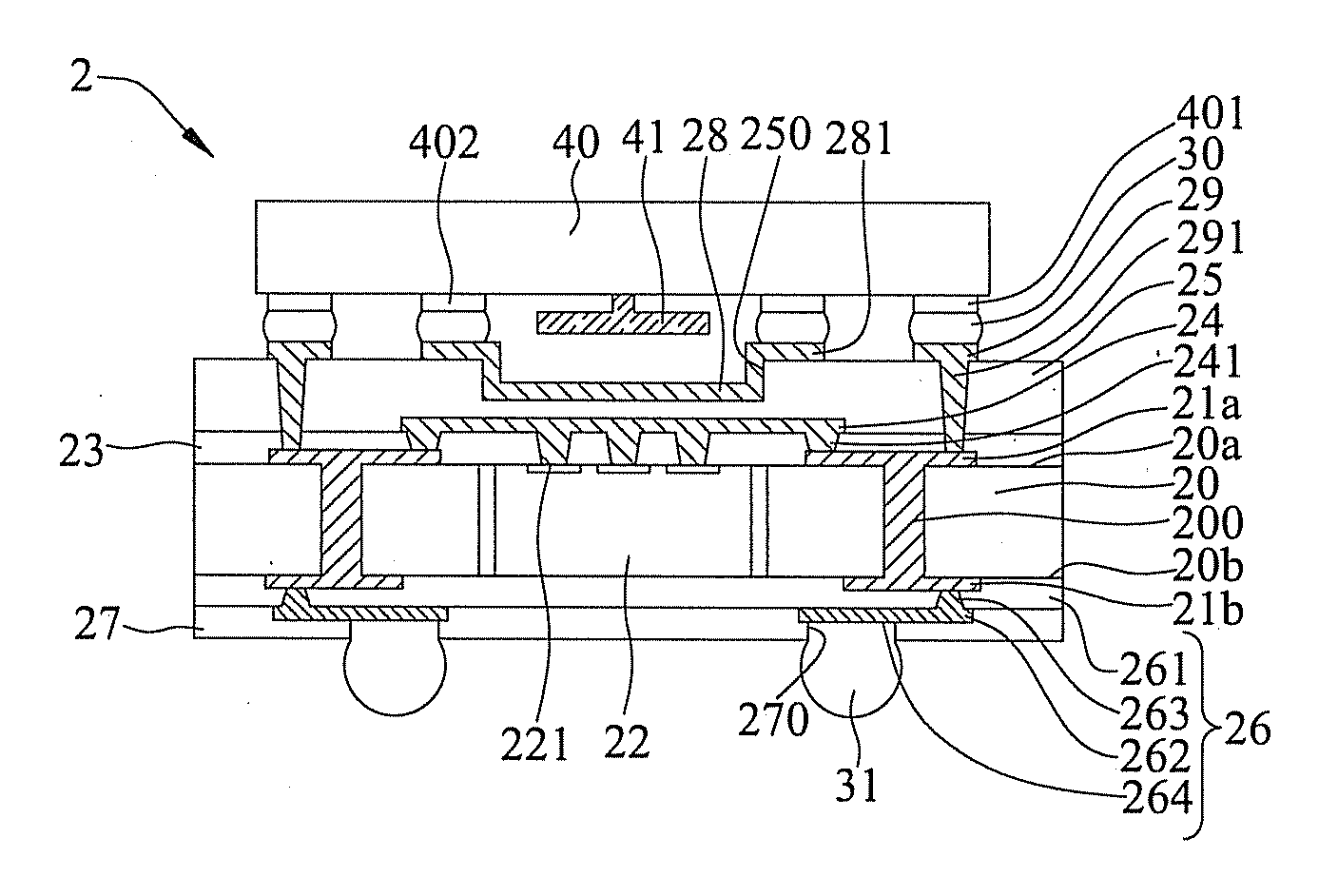 Package structure having MEMS element and fabrication method thereof