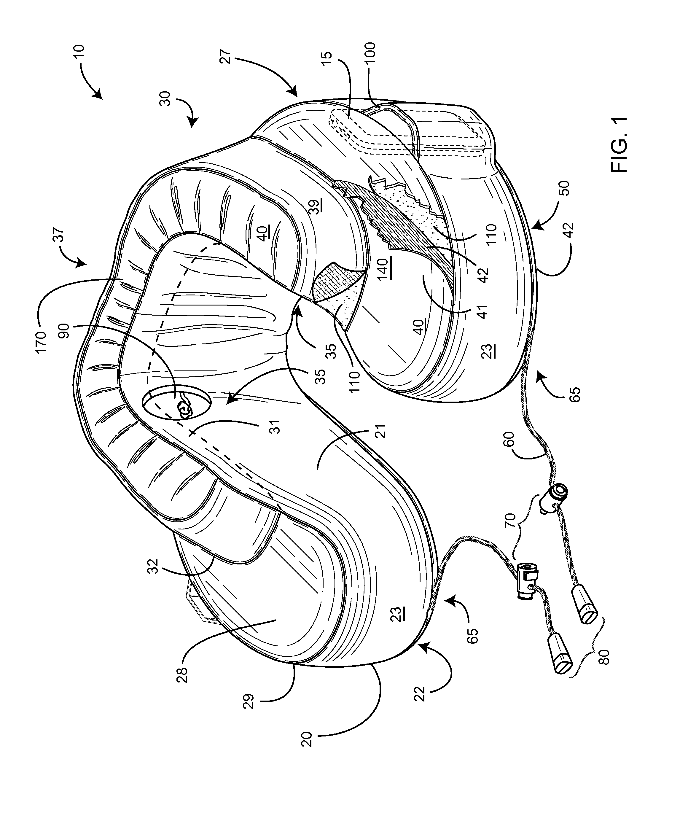 Travel pillow with lateral and rear support bar and a flat and thin back