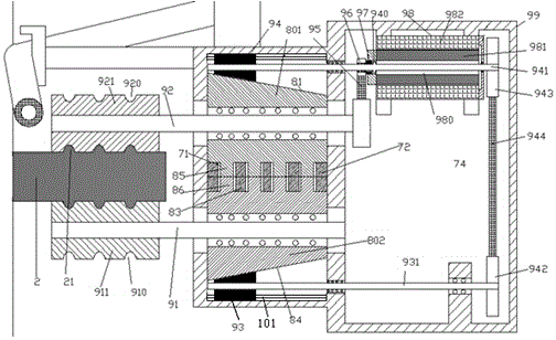 An automatic cleaning and maintenance device with a guide rod and used for bridges