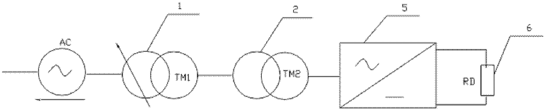 Power checking system for frequency converter adopting one-way energy transmitting and rectifying mode and testing method thereof