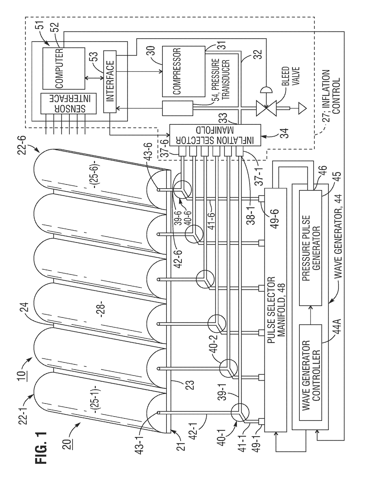 Traveling wave air mattresses and method and apparatus for generating traveling waves thereon