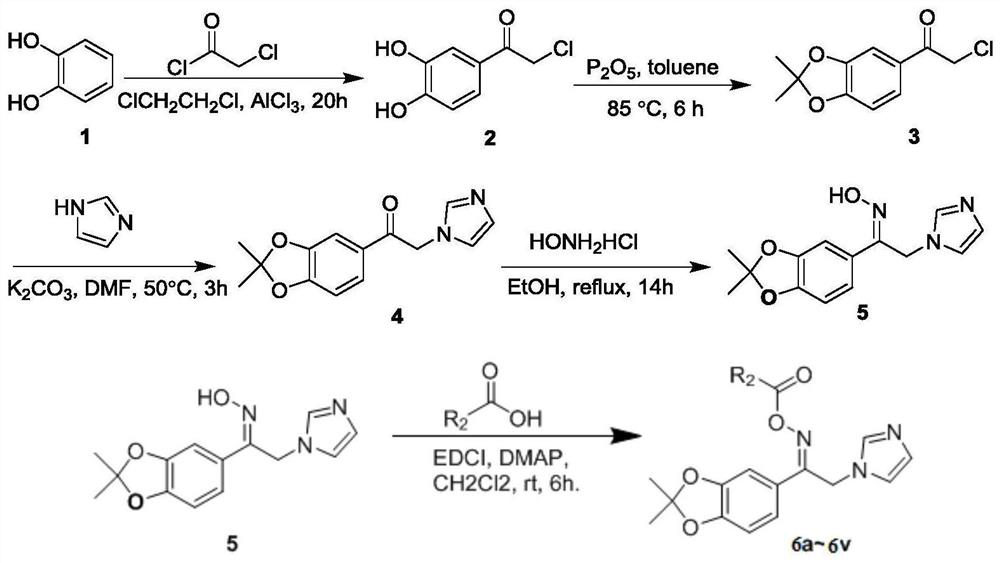 Acetophenone oxime ester imidazole derivative as well as preparation method and application thereof