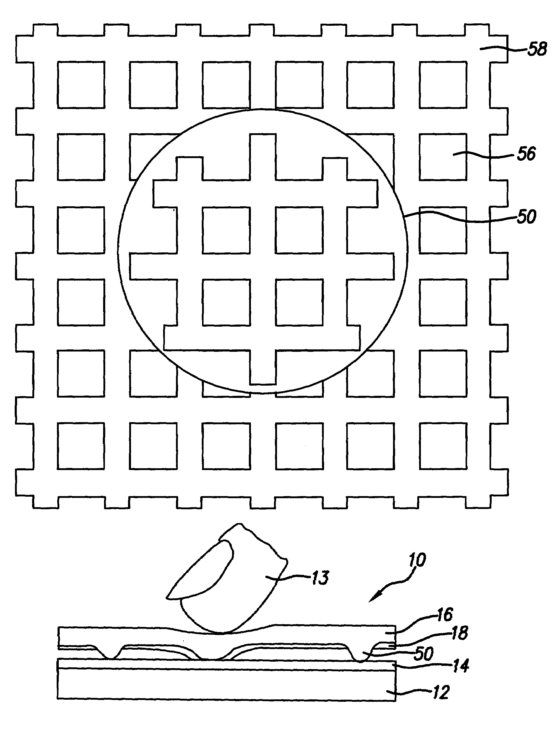 Resistive touch screen having conductive mesh