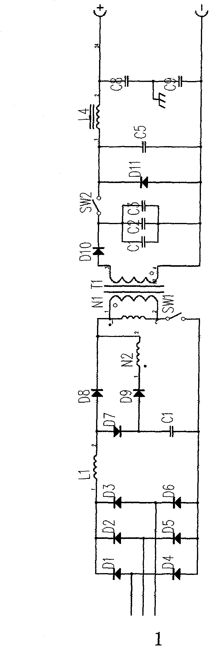 Inverter welding machine major loop with PFC (Power Factor Correction) function