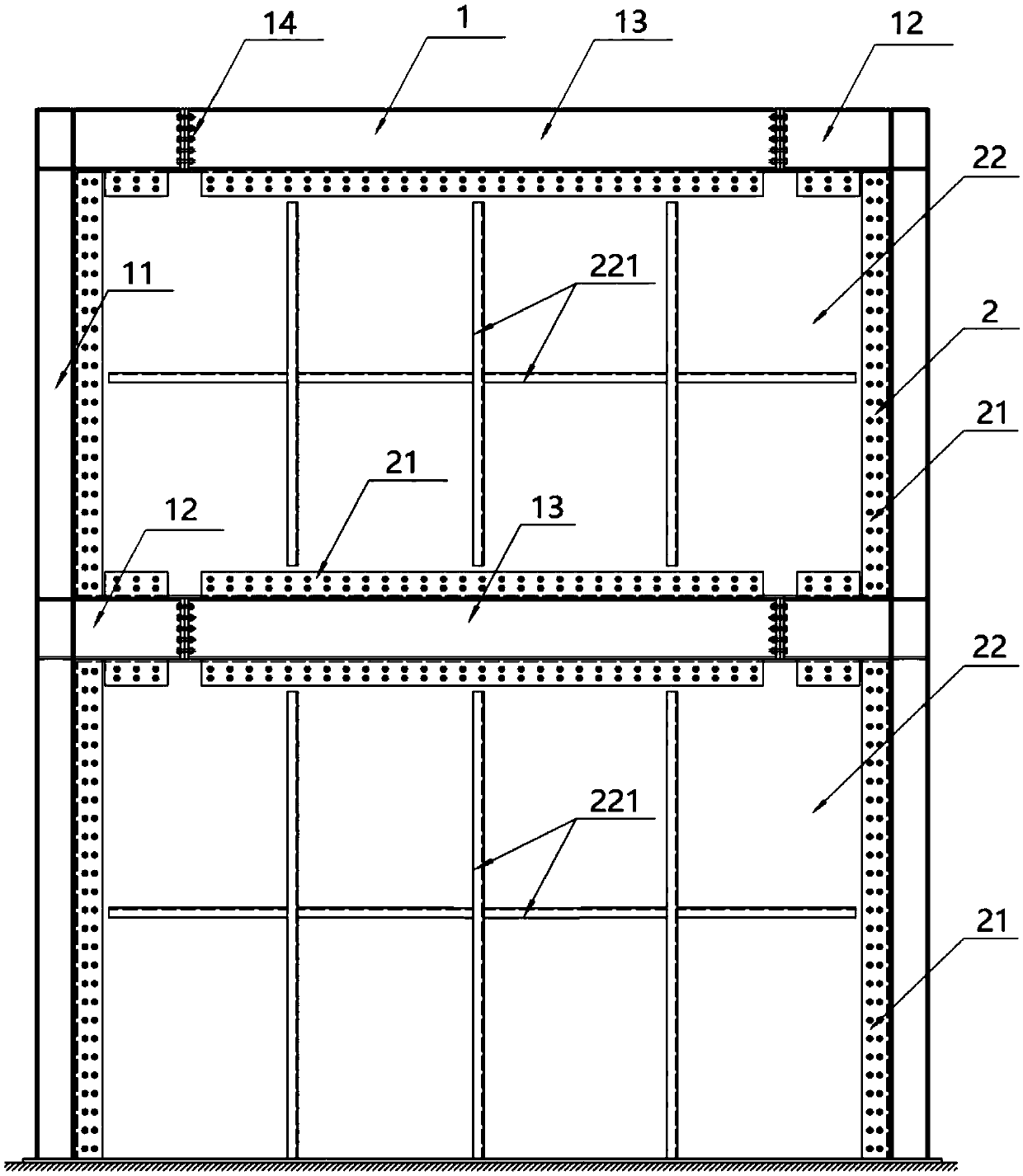 Steel frame shear wall structure