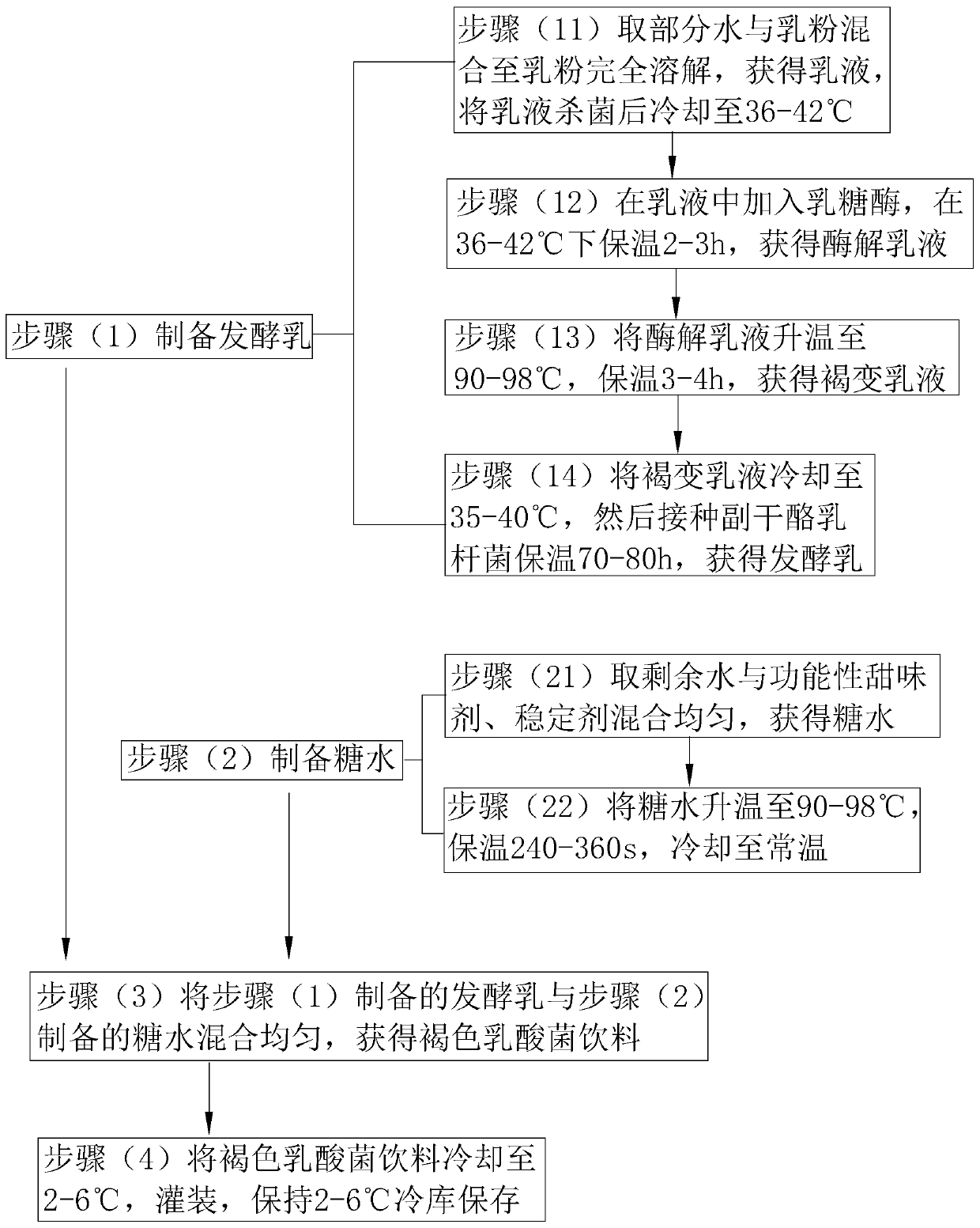 Brown lactic acid bacteria beverage and preparation method thereof