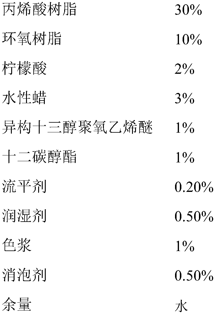 Self-deposition coating based on acrylic acid/epoxy resin as main material and preparation method and application thereof