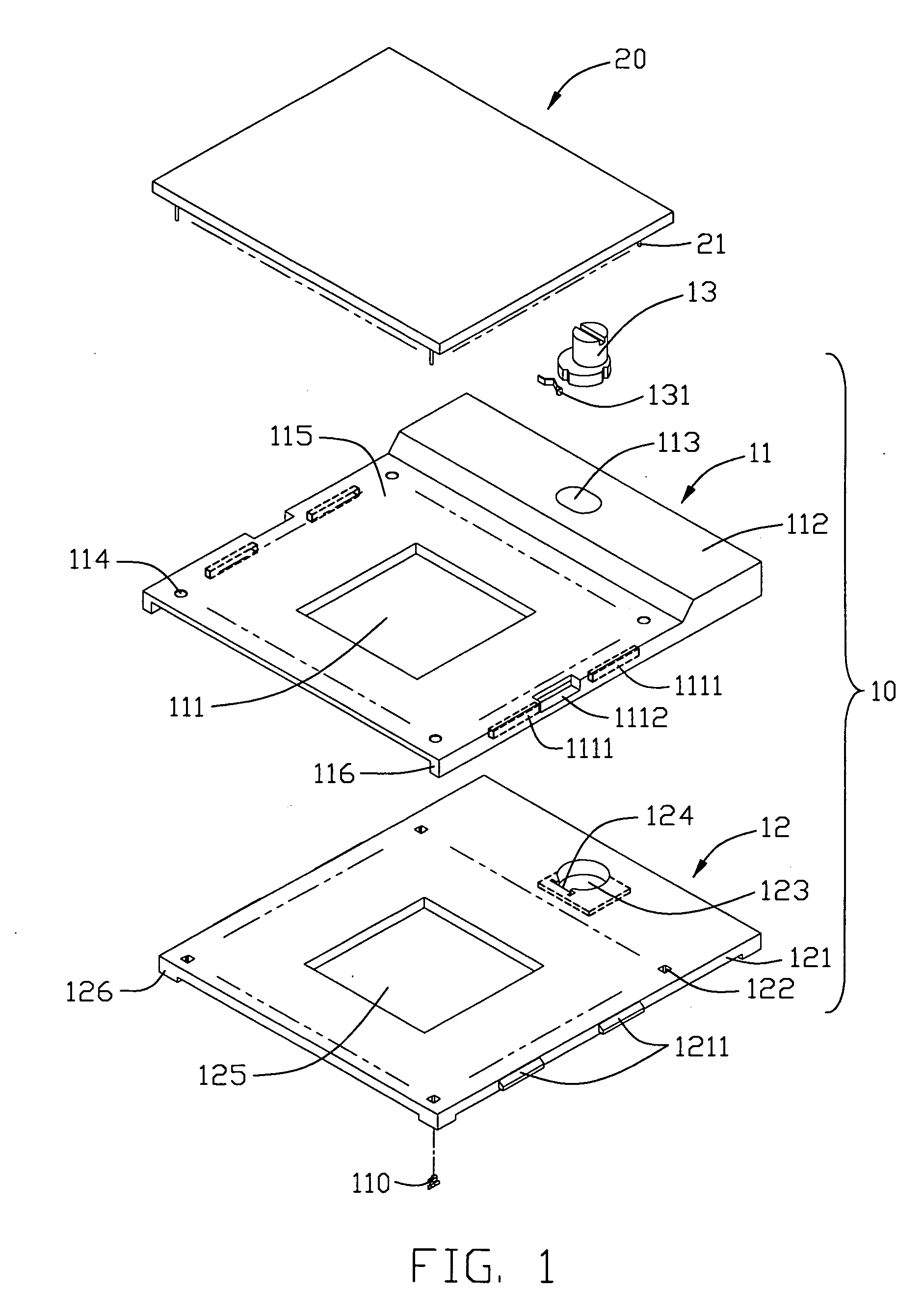 Pin grid array socket having a base with interior standoffs and hightening peripheral walls