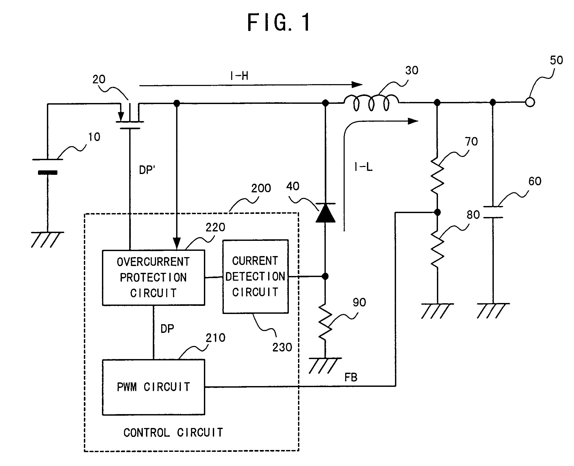 Switching power supply circuit and overcurrent protection method for the switching power supply circuit