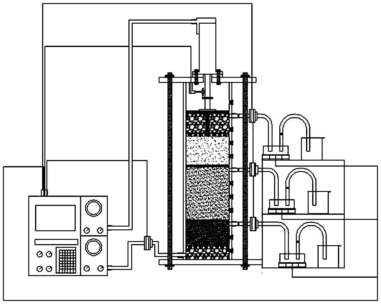 Indoor test device for measuring seepage erosion characteristics of multiple layers of soil samples under in-situ pressure