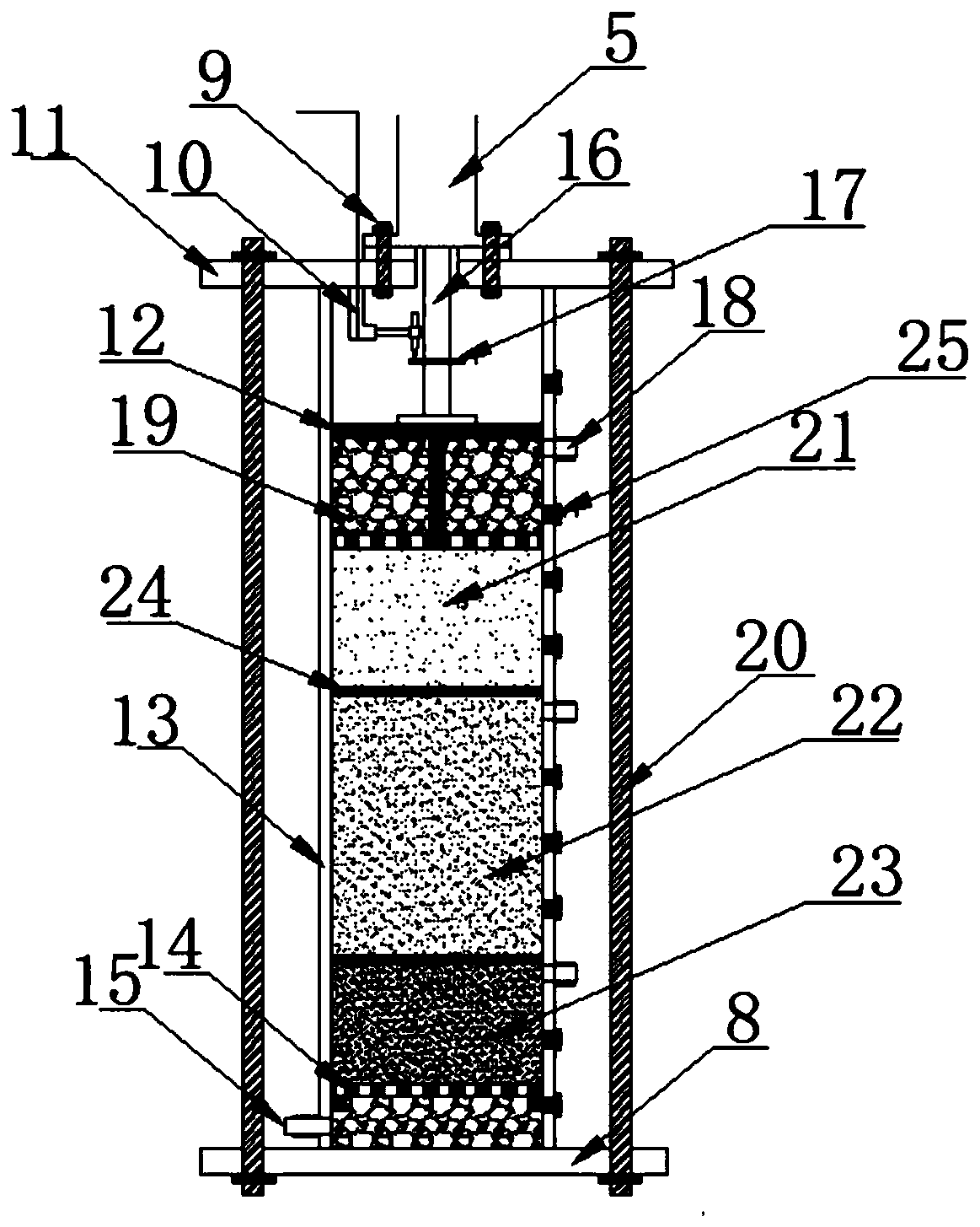 Indoor test device for measuring seepage erosion characteristics of multiple layers of soil samples under in-situ pressure