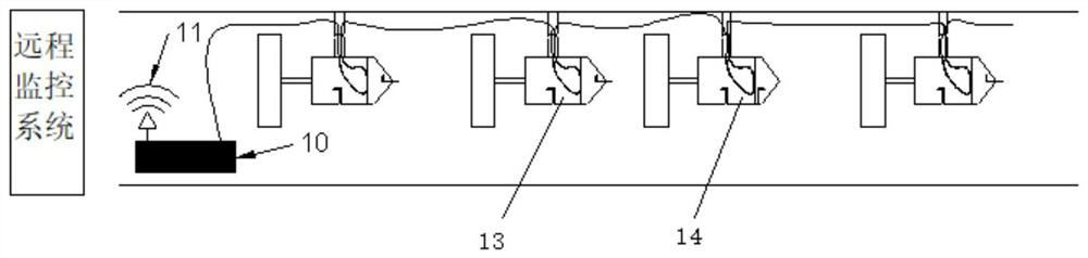 Array type fiber grating wind pressure sensor device for roadway and data transmission system of array type fiber grating wind pressure sensor device