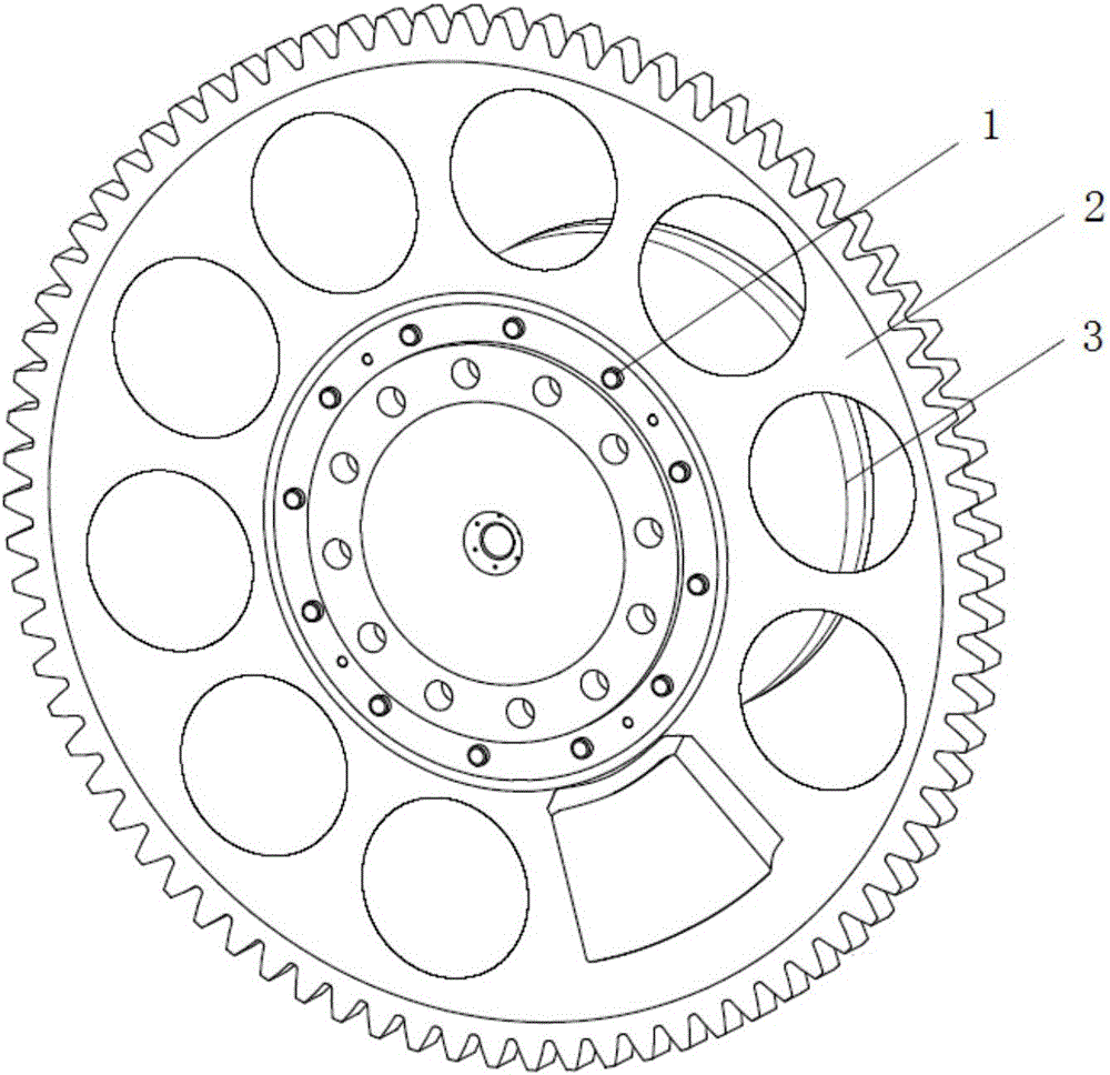 Co-drilling and reaming processing method and equipment for marine low-speed diesel engine crankshaft flywheel