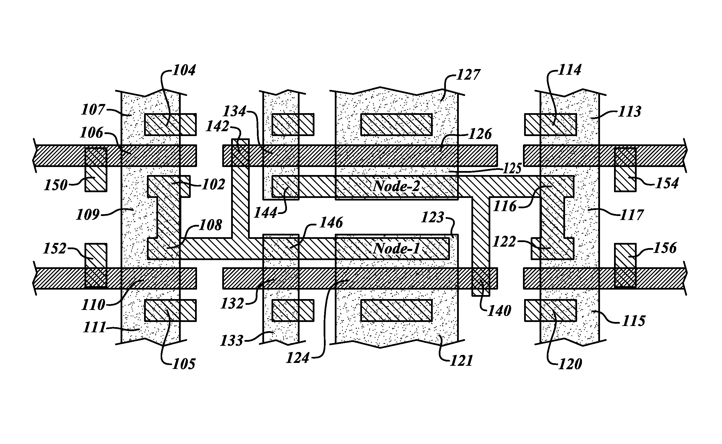 Dual port SRAM having reduced cell size and rectangular shape