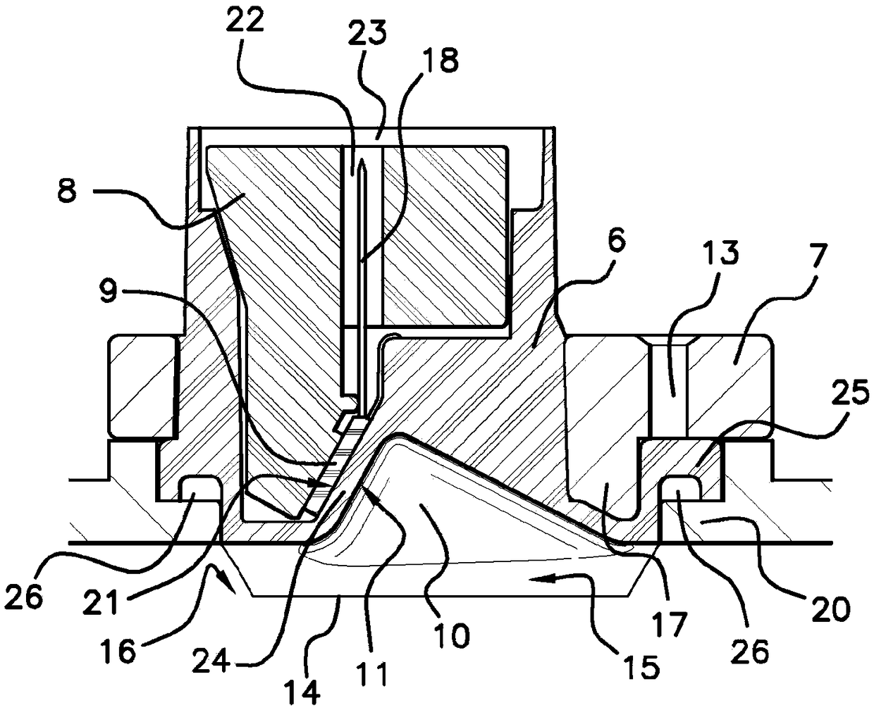 Device for mounting an ultrasonic transducer, and flow meter provided with a device of this kind