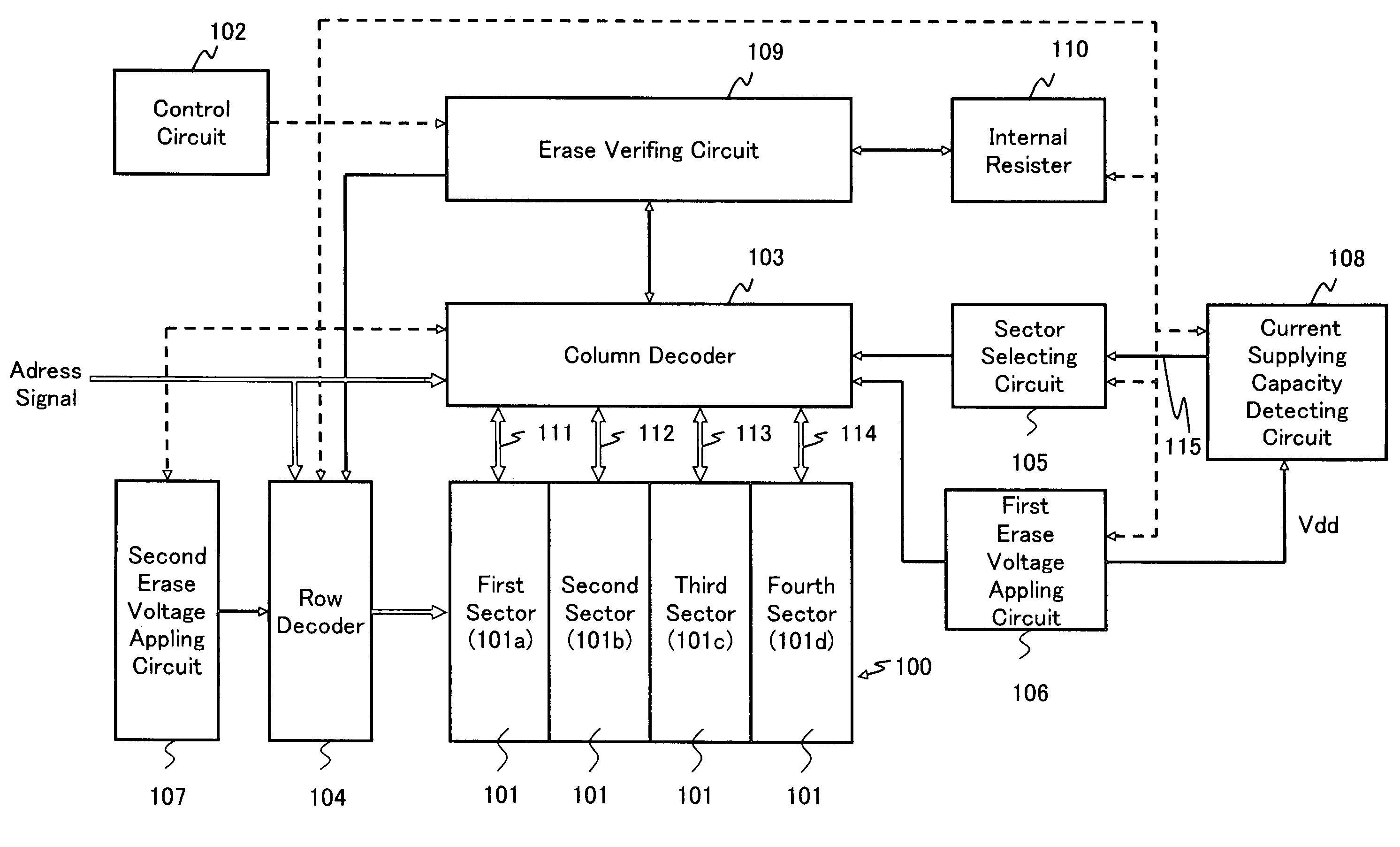 Nonvolatile semiconductor memory device with erase voltage measurement