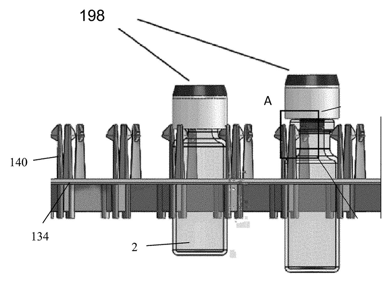 Process and apparatus for the treatment or processing of containers for substances for medical, pharmaceutical or cosmetic applications