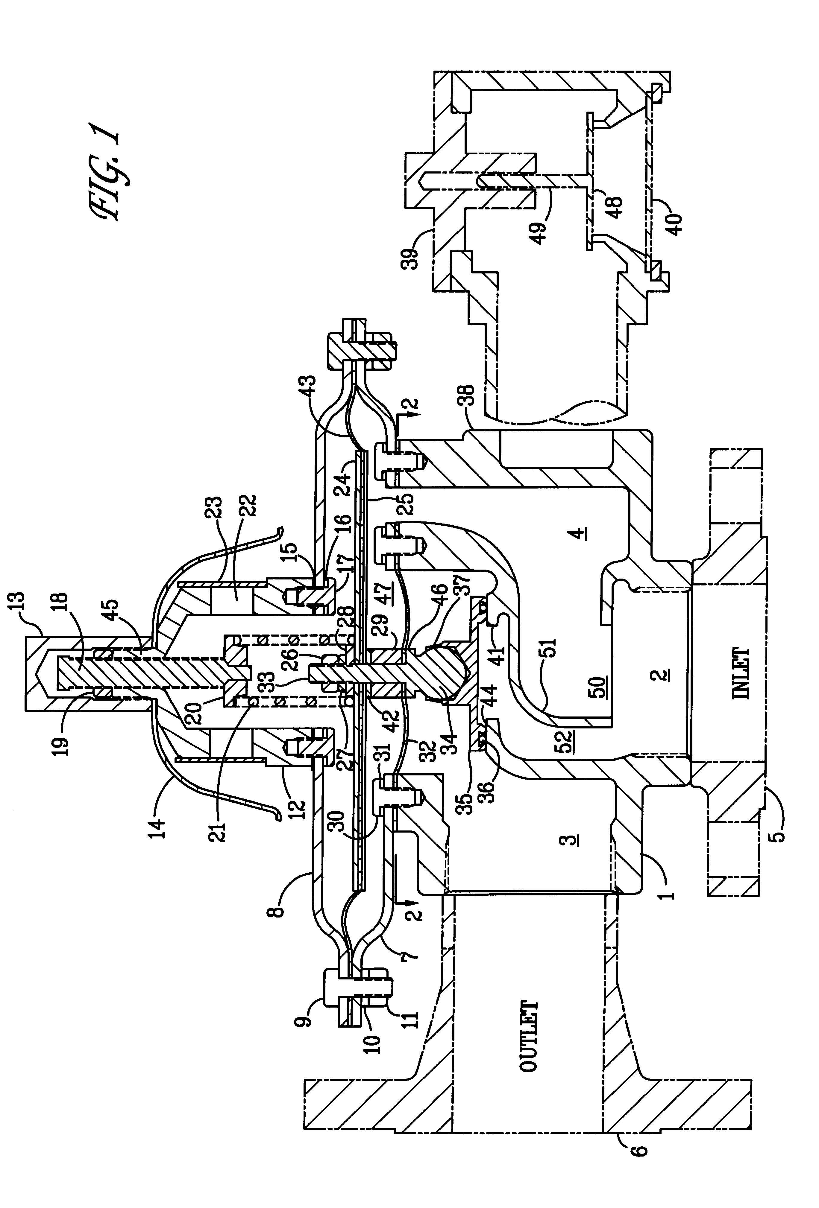 Diaphragm actuated pressure relief valve with pressure balanced outlet and fail-safe operation