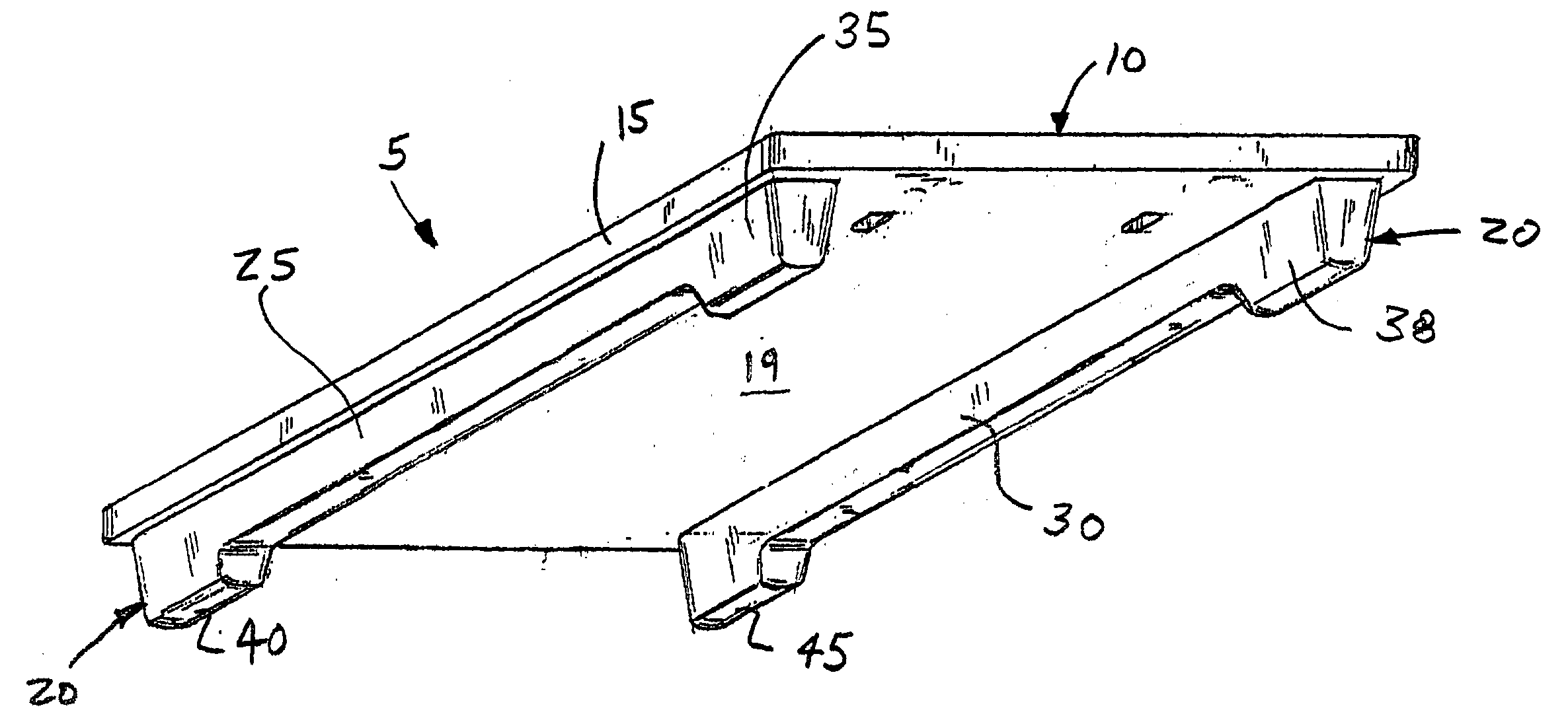 Blow molded pallet with inserts