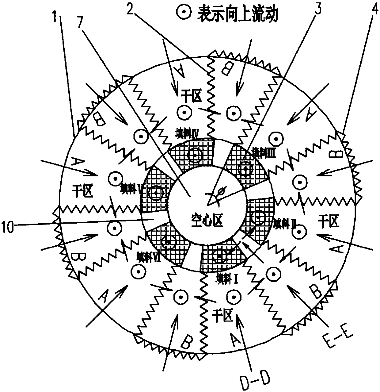 Dry-wet mixing large-scale cooling tower with petal-shaped packing arrangement, cooling system and method