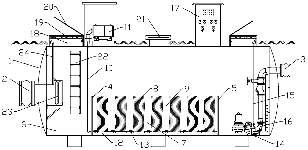 Prefabricated pumping station used for sewage pretreatment