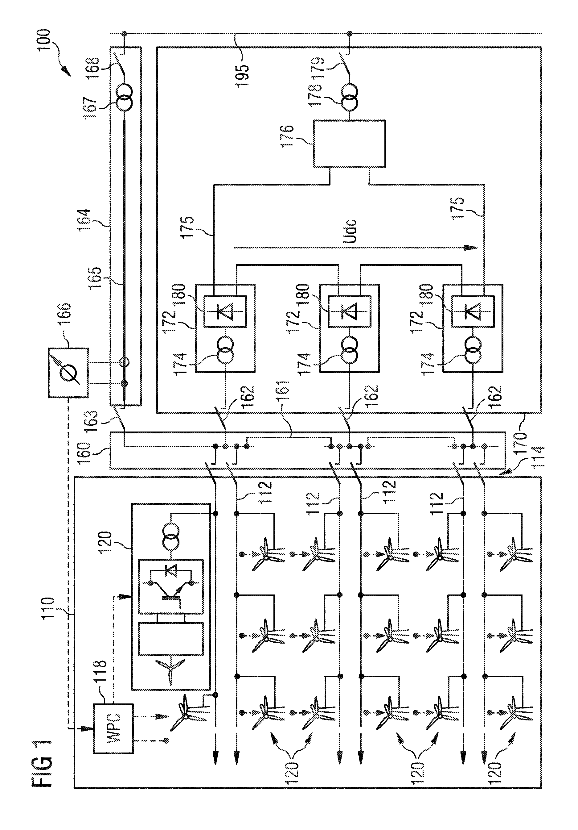 Operating a wind turbine being connected to a utility grid both via a HVDC power connection and via an umbilical ac cable with a network bridge controller performing a power and a voltage control